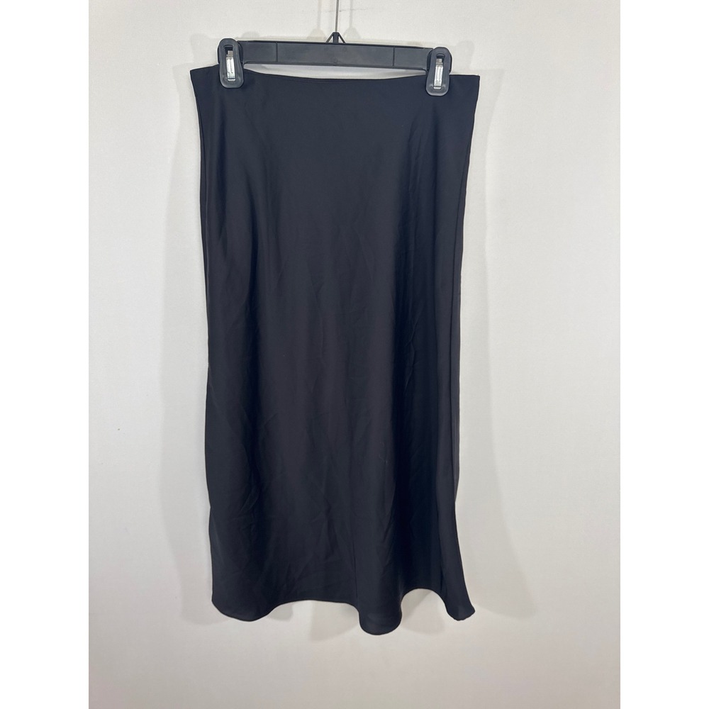 J. Crew Black Satin A-Line Midi Skirt Women's SMALL Whimsigoth Dark Fairy Grunge